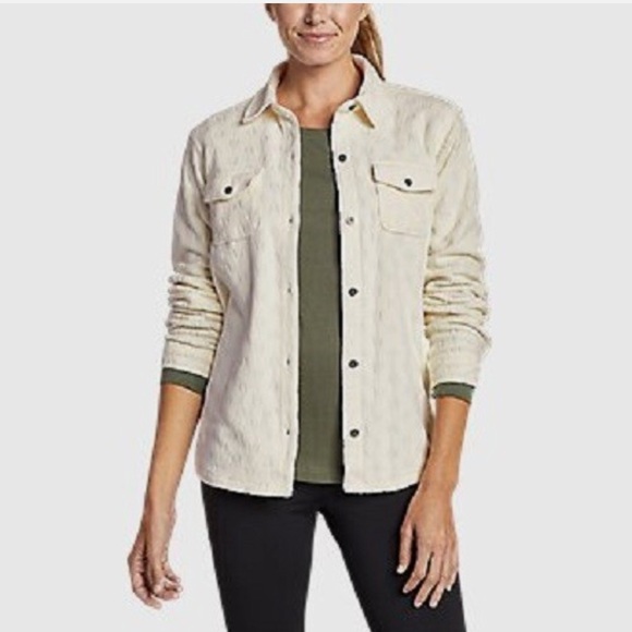 Eddie Bauer Women’s Chutes Micro-Fleece Button Down Shirt Size Women’s Xs Cream